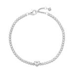 Pulsera Brazalete Pandora 590041C01 En Plata De Ley Corazón Brillante Talla 16