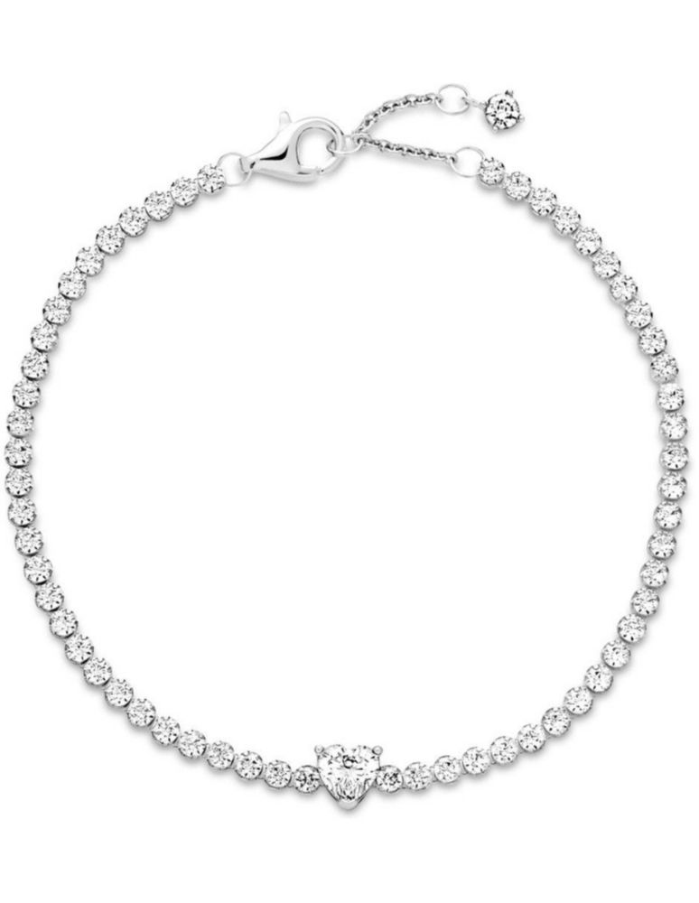 Pulsera Brazalete Pandora 590041C01 En Plata De Ley Corazón Brillante Talla 16