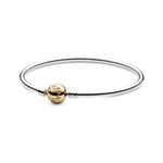 Pulsera Pandora Moments 590718 Rígida Dos Tonos Talla 17
