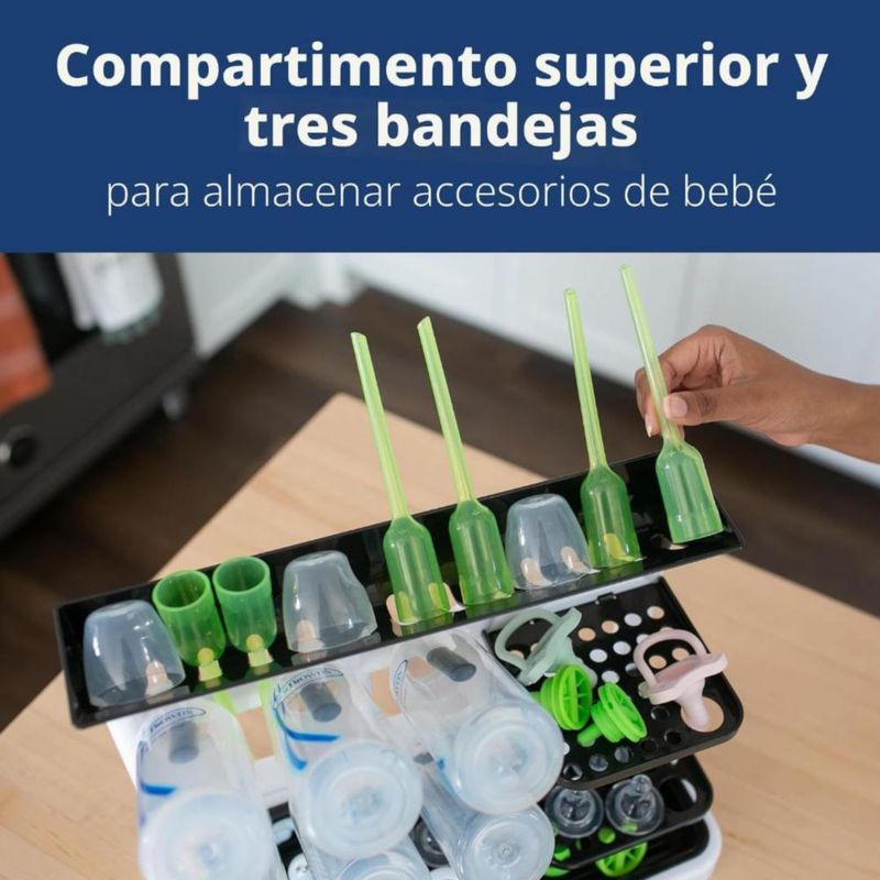 Dr. Brown’s Drying Tower Escurridor vertical para biberones, chupones y accesorios de bebé, Gris y Blanco