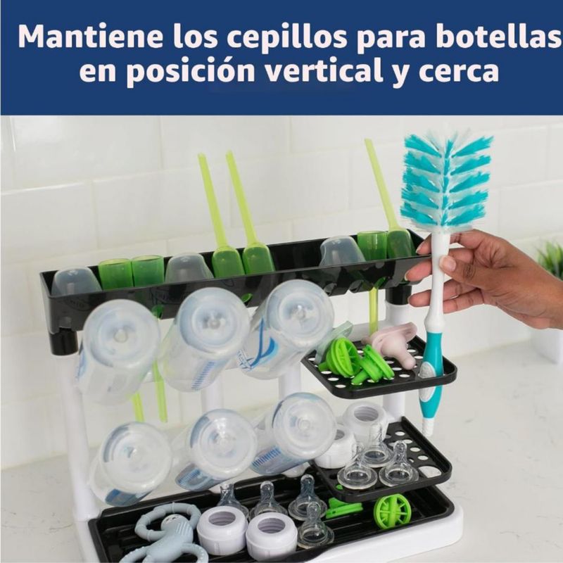 Dr. Brown’s Drying Tower Escurridor vertical para biberones, chupones y accesorios de bebé, Azul y Blanco