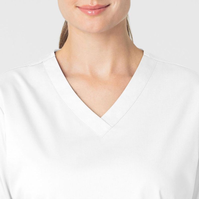 Top de scrubs WINK con cuello en V blanco 4XL
