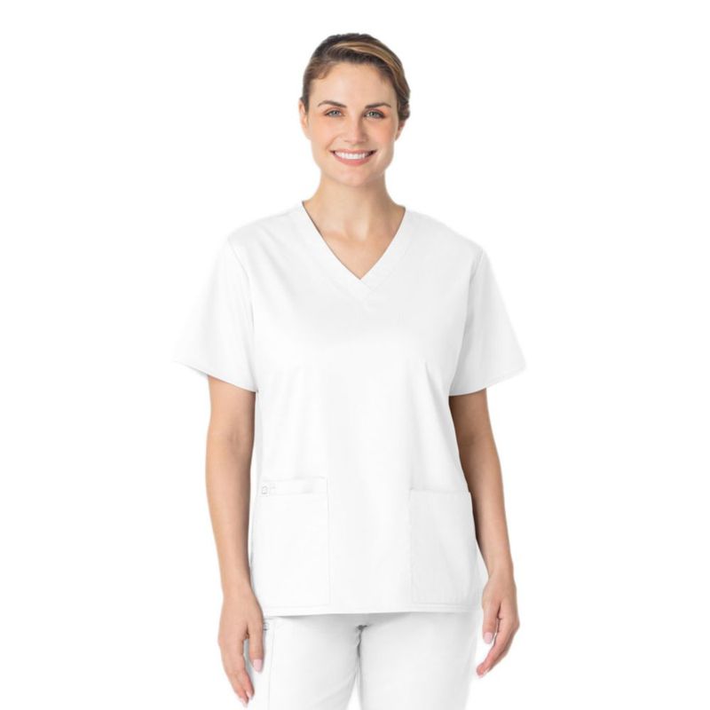 Top de scrubs WINK con cuello en V blanco 4XL