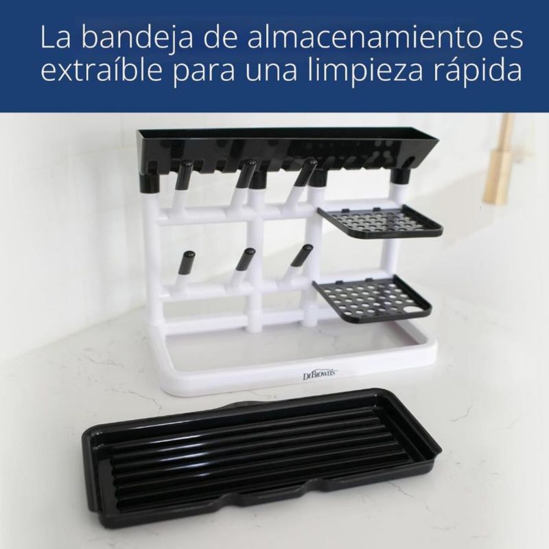 Dr. Brown’s Drying Tower Escurridor vertical para biberones, chupones y accesorios de bebé, Negro y Blanco