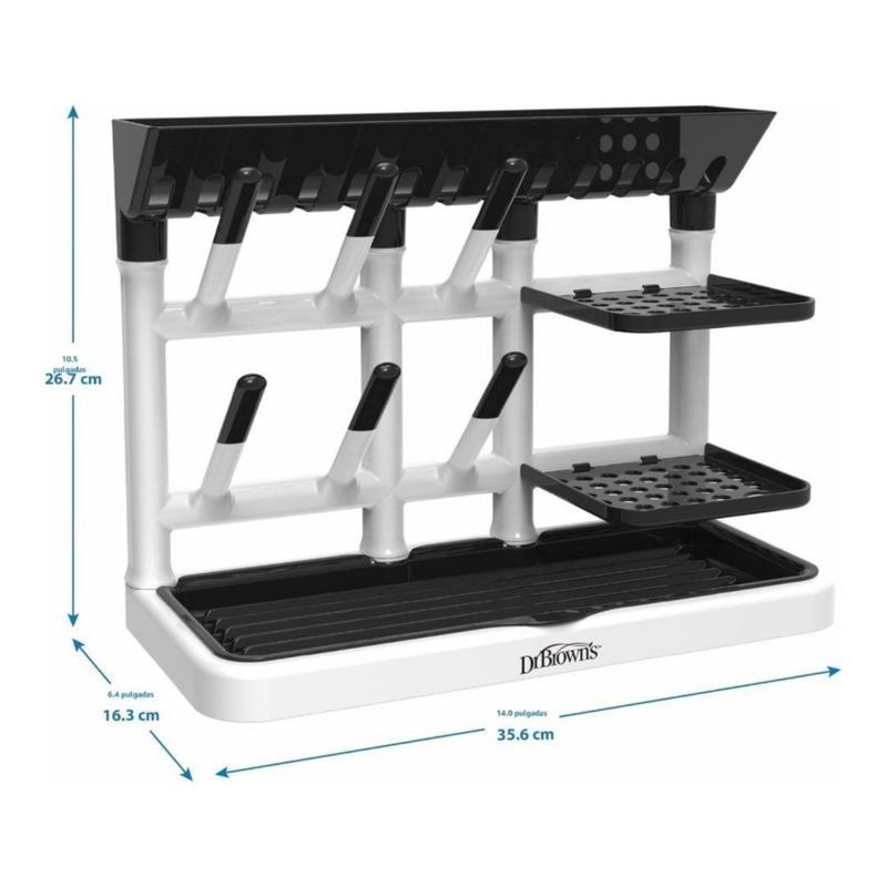 Dr. Brown’s Drying Tower Escurridor vertical para biberones, chupones y accesorios de bebé, Negro y Blanco