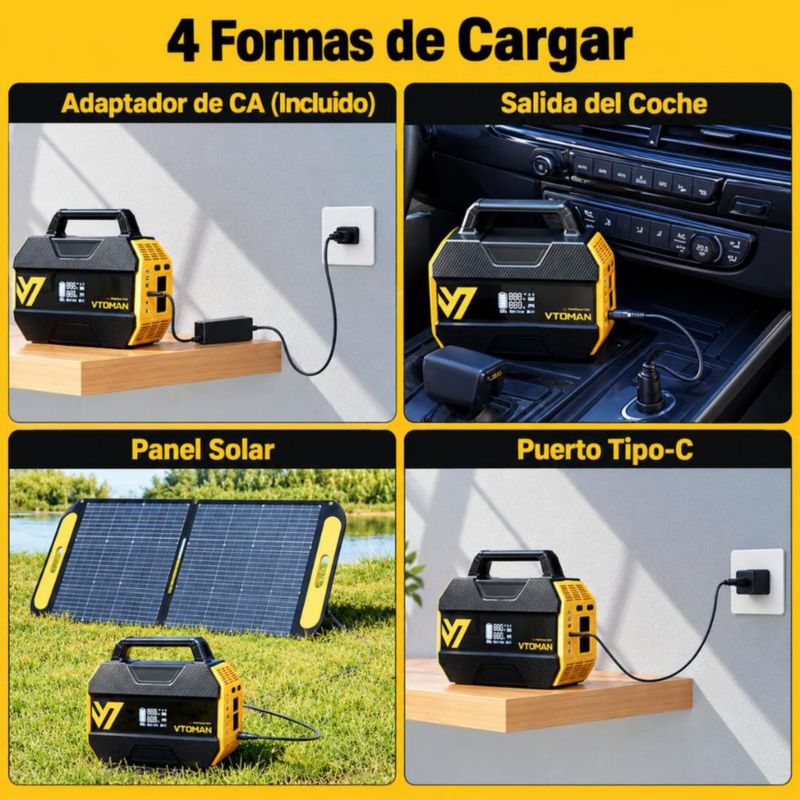 VTOMAN FlashSpeed 300 Estación de energía portátil de 230Wh y 300W salida AC de 110 V, puertos USB y carga solar