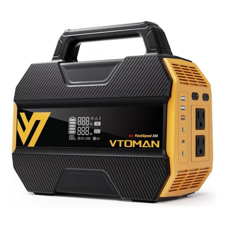 VTOMAN FlashSpeed 300 Estación de energía portátil de 230Wh y 300W salida AC de 110 V, puertos USB y carga solar