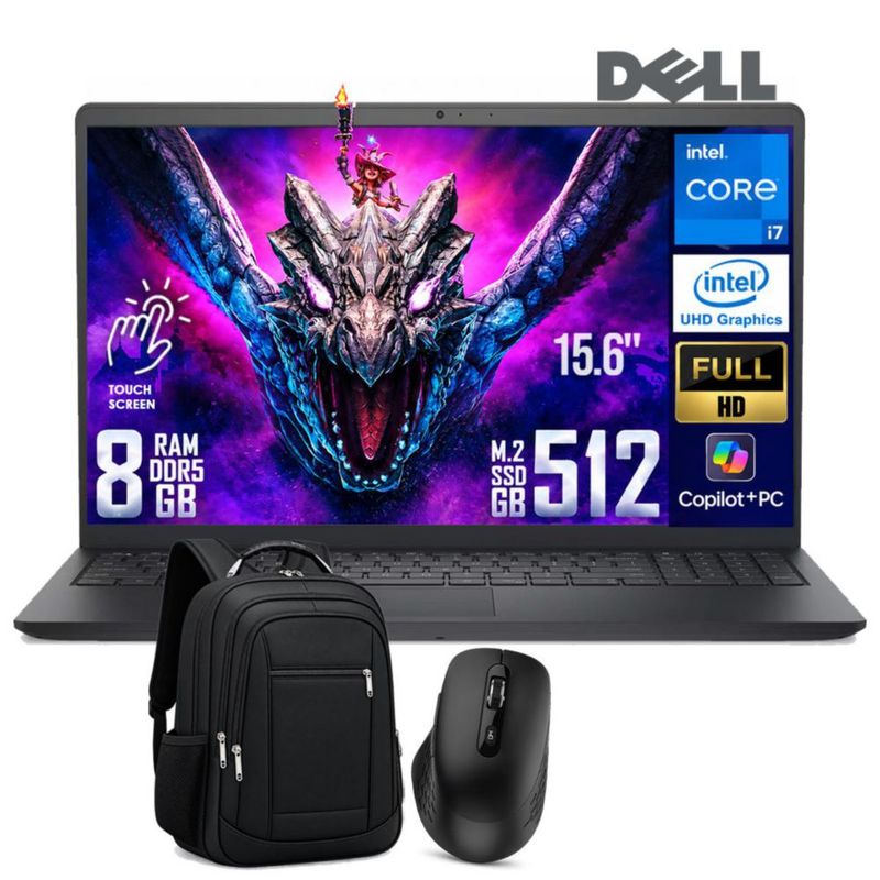 Laptop Dell 15 DC15250 Touch Core i7-1355u 8GB RAM 512GB SSD W11 con Mouse y Mochila
