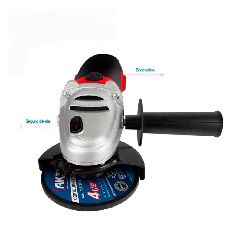 Esmeriladora angular Aksi 900W disco de 4 1/2 pulgadas Profesional