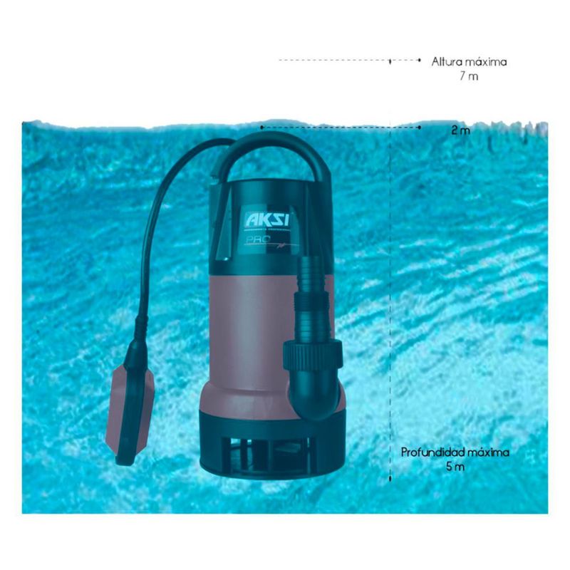 Bomba sumergible Aksi 1/2 HP agua limpia con flotador PRO
