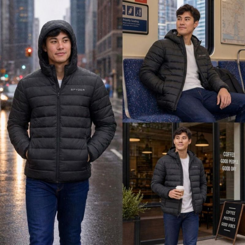 Chaqueta Spyder Ligera y Plegable con Capucha para Invierno