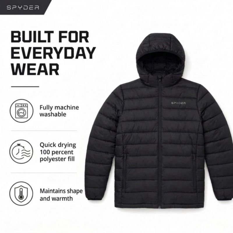 Chaqueta Spyder Ligera y Plegable con Capucha para Invierno