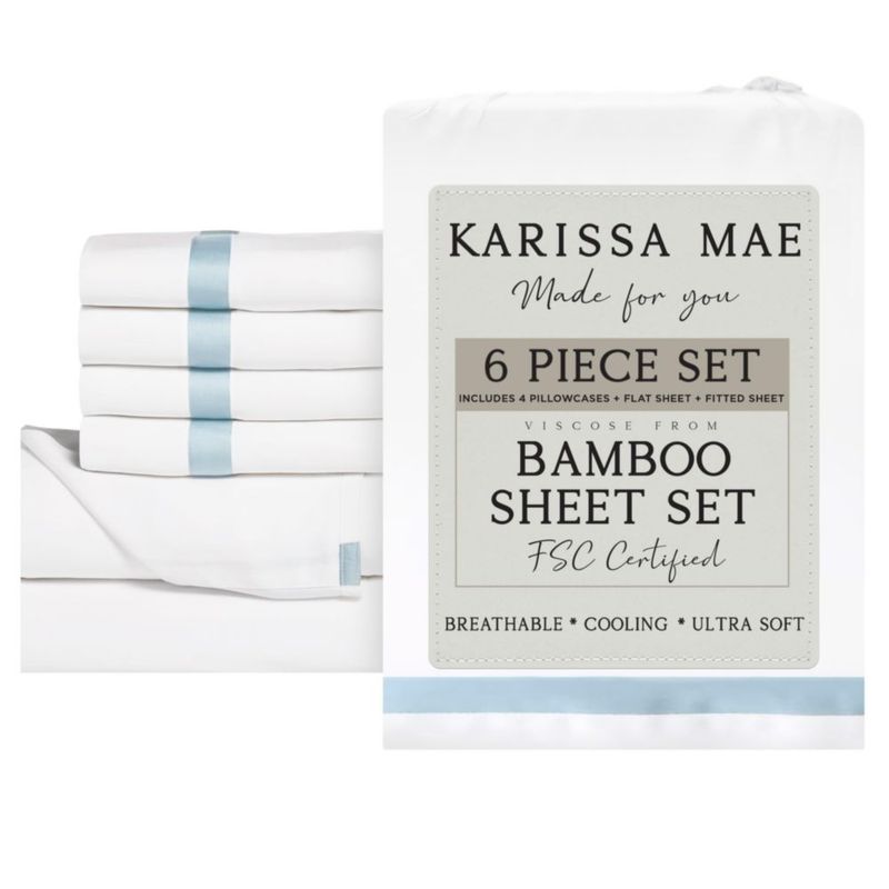 Juego de sábanas KARISSA MAE California King de 6 piezas – Bambú