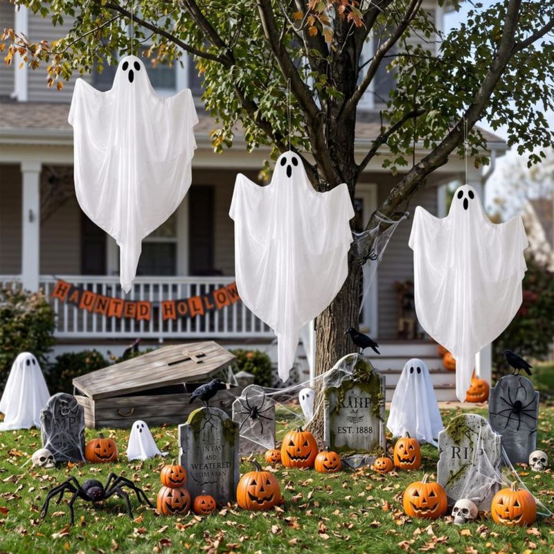 Decoración de fantasma PASUTO 122 cm 50 luces LED con temporizador