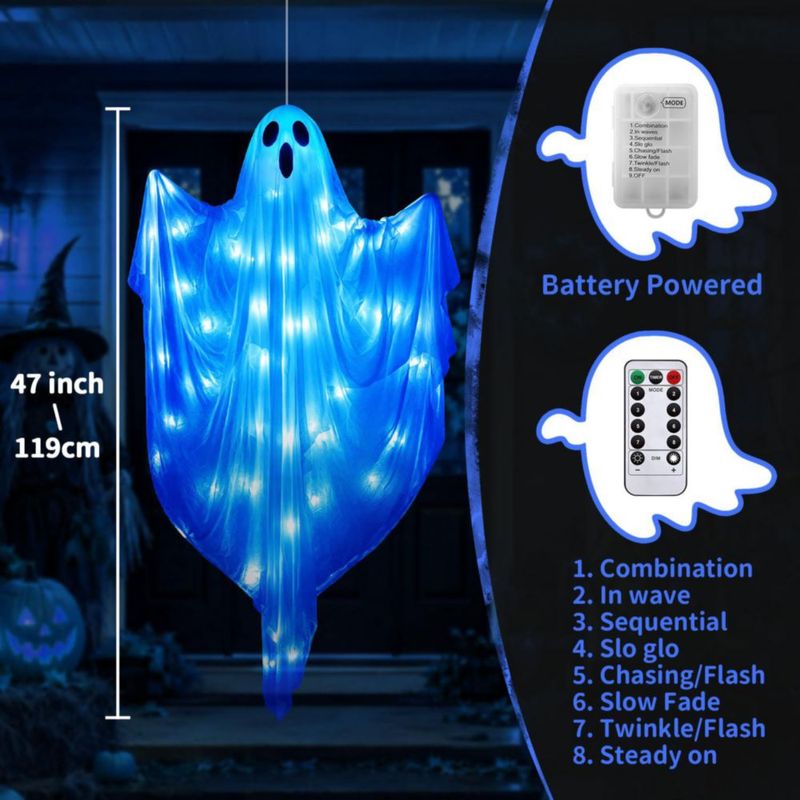 Decoración de fantasma PASUTO 122 cm 50 luces LED con temporizador