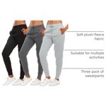 Pantalones de chándal BottomLine 3‑pack de forro polar para mujer con bolsillos