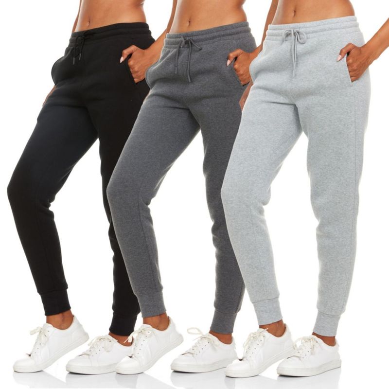 Pantalones de chándal BottomLine 3‑pack de forro polar para mujer con bolsillos