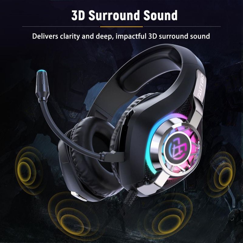 Audífonos Tatybo RGB con micrófono de cancelación de ruido - Negro