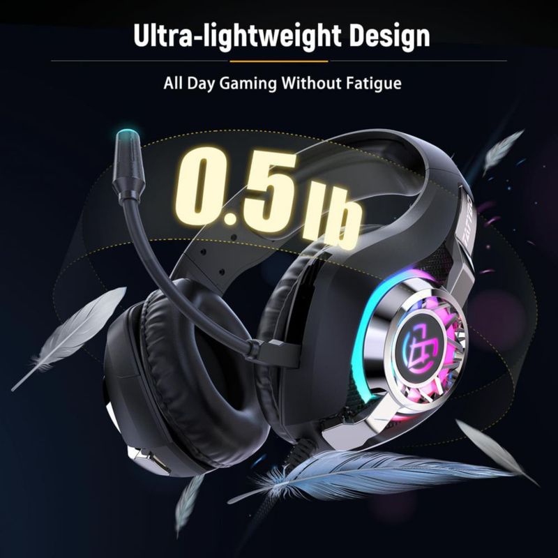 Audífonos Tatybo RGB con micrófono de cancelación de ruido - Negro