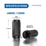 Tuercas de rueda GAsupply 14x1.5 48 mm negras 19 mm hexagonales 24 unidades