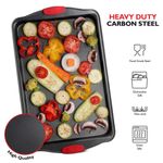 Juego de Bandejas para Hornear de 3 Piezas con Mangos de Silicona Juego de Bandejas de Acero Duraderas para Horno Libre de BPA Antiadherentes Color