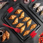 Juego de Bandejas para Hornear de 3 Piezas con Mangos de Silicona Juego de Bandejas de Acero Duraderas para Horno Libre de BPA Antiadherentes Color