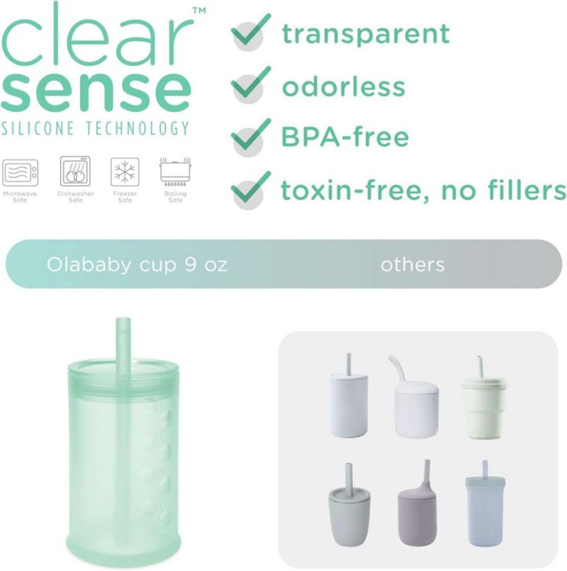 Vaso con pajilla Olababy 270 ml de silicona color arándano