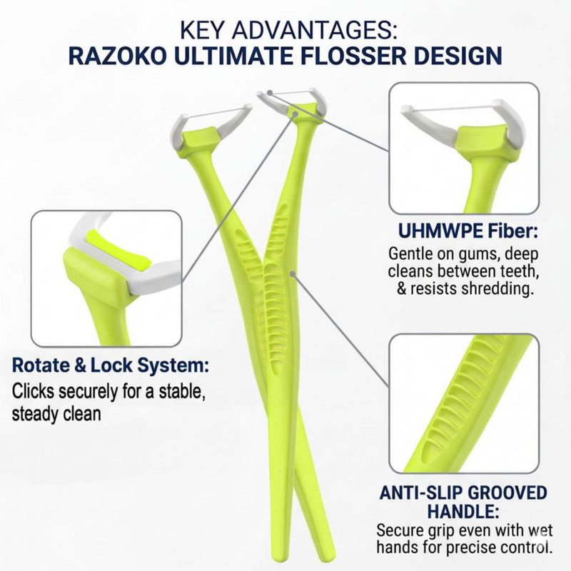 Hilo dental RAZOKO de mango largo – 240 recambios