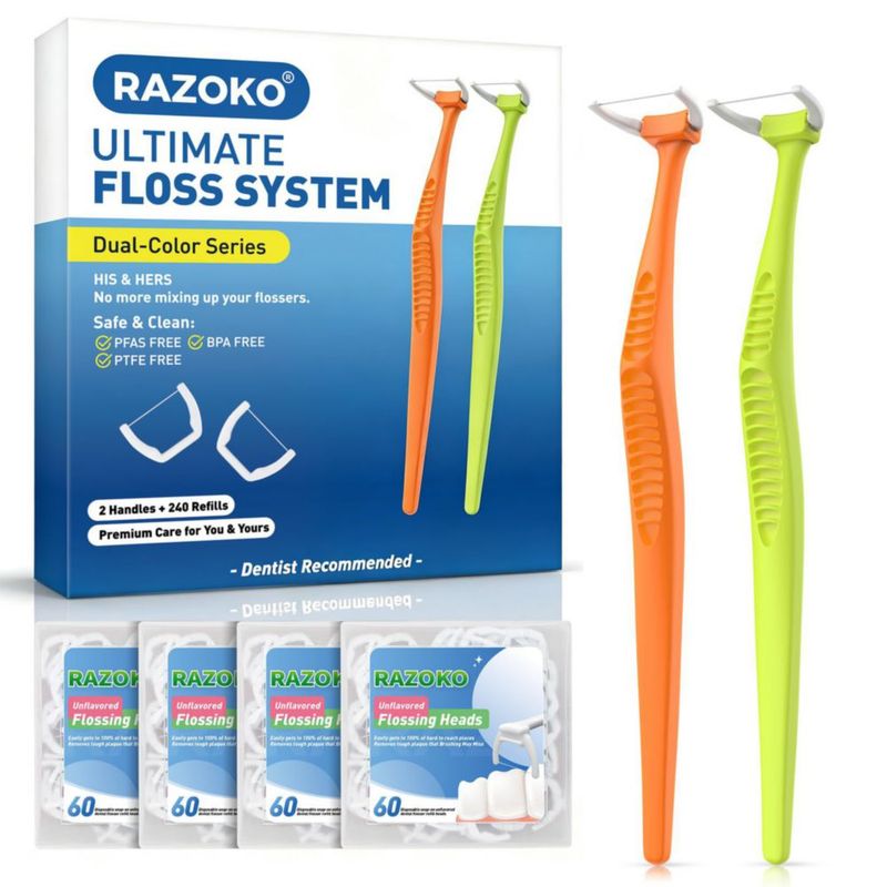 Hilo dental RAZOKO de mango largo – 240 recambios