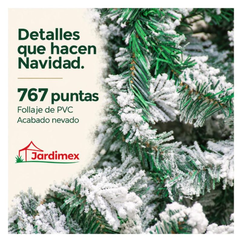 Arbol Navidad Artificial Nevado 1.90 M Follaje Frondoso Jardimex
