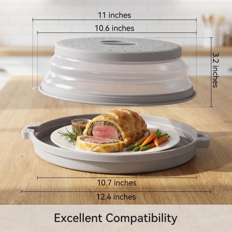 Tapa para microondas FoxKnow 27 cm gris plegable 2 en 1