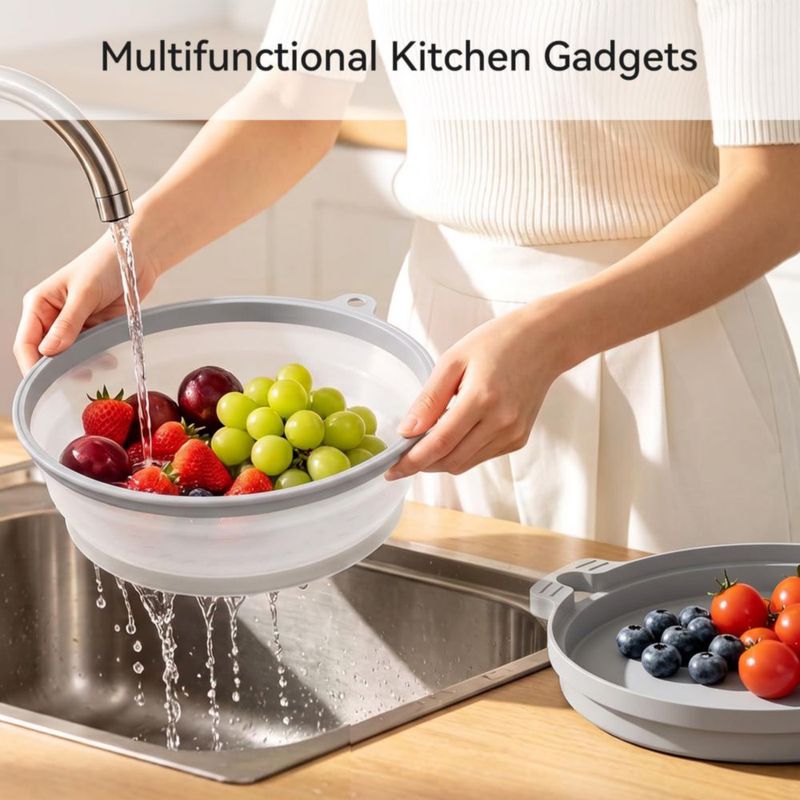 Tapa para microondas FoxKnow 27 cm gris plegable 2 en 1