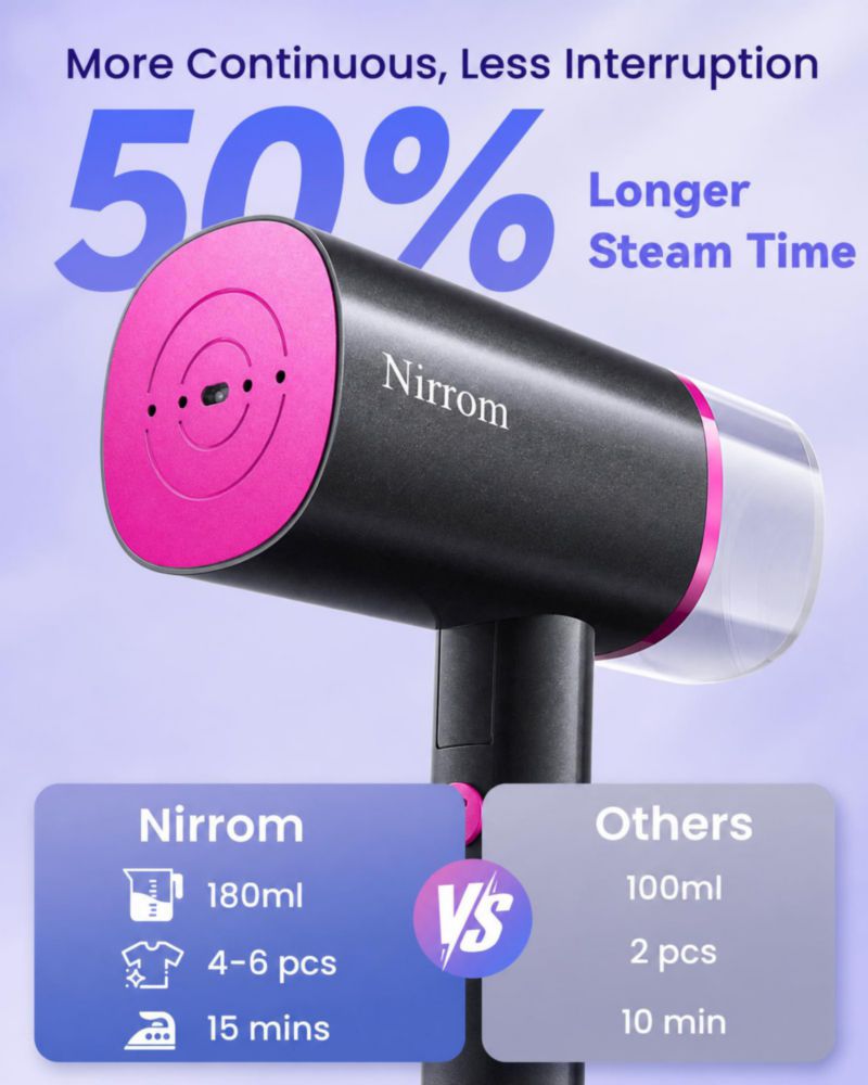 Vaporera de Ropa Nirrom Portátil 180 ml 120 V