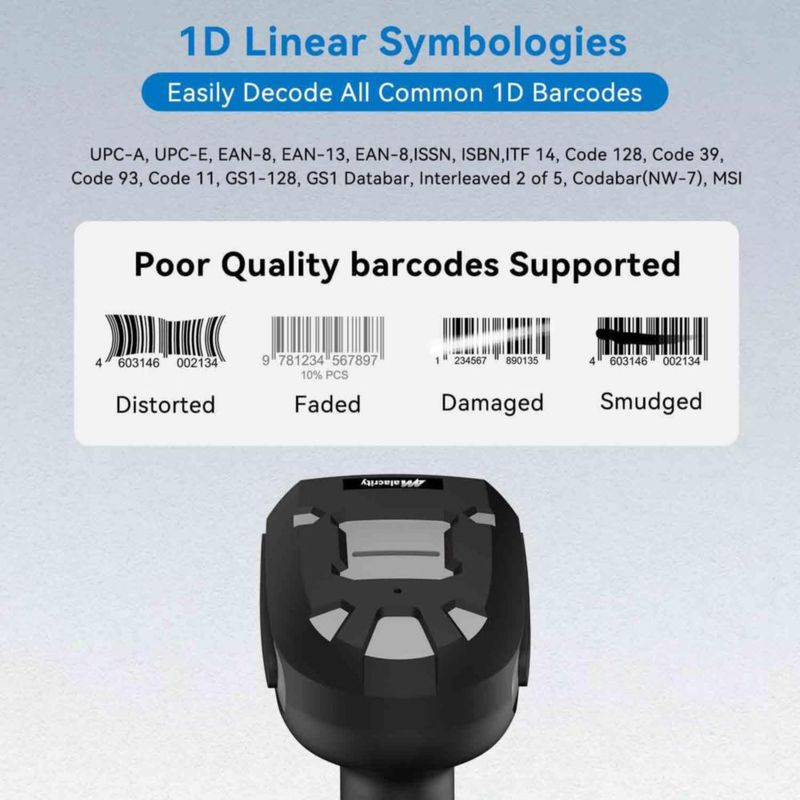 Escáner de códigos de barras alacrity inalámbrico 433 MHz y Bluetooth gris