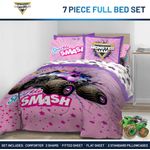 Juego de ropa de cama Jay Franco Full 7 piezas rosa Monster Jam
