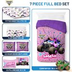 Juego de ropa de cama Jay Franco Full 7 piezas rosa Monster Jam