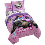 Juego de ropa de cama Jay Franco Full 7 piezas rosa Monster Jam