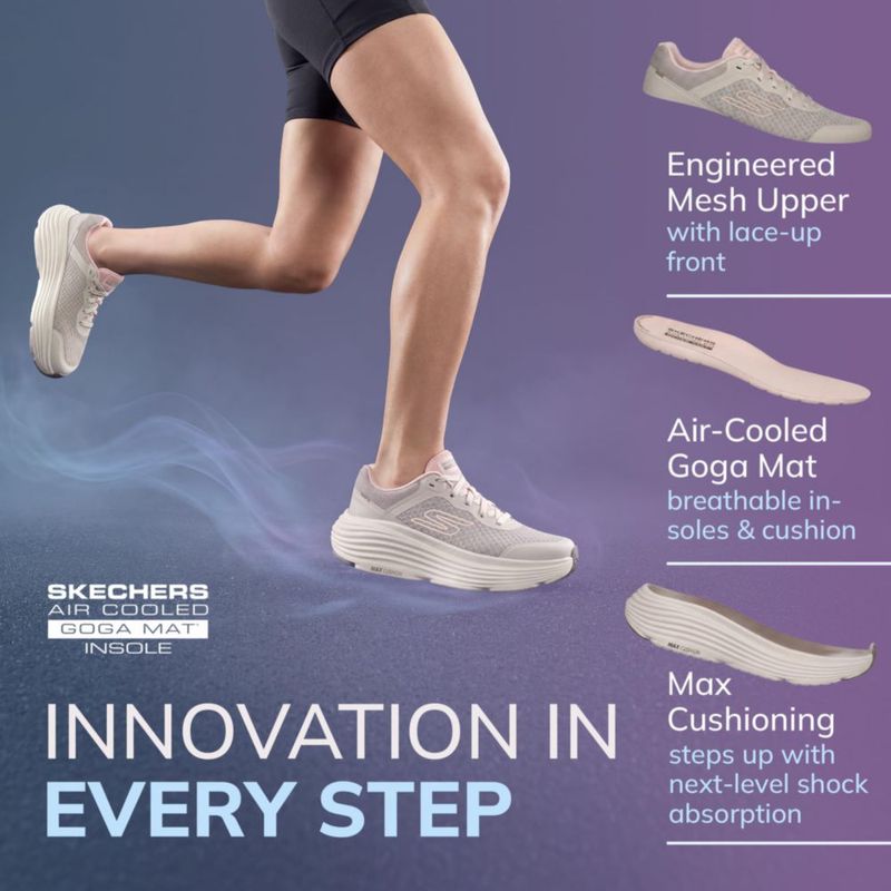 Zapatillas Skechers Max Cushioning 7.5 Anchas Natural