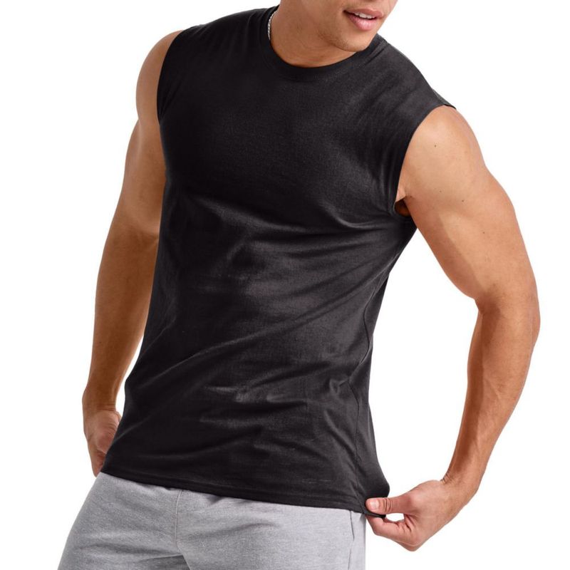 Camiseta sin mangas Hanes 3 piezas algodón negro