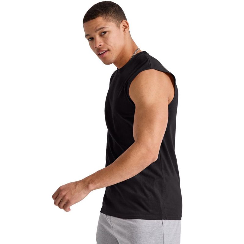 Camiseta sin mangas Hanes 3 piezas algodón negro