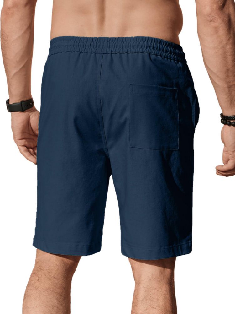Shorts de algodón y lino Comdecevis 3XL azul marino