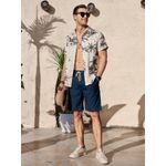 Shorts de algodón y lino Comdecevis 3XL azul marino