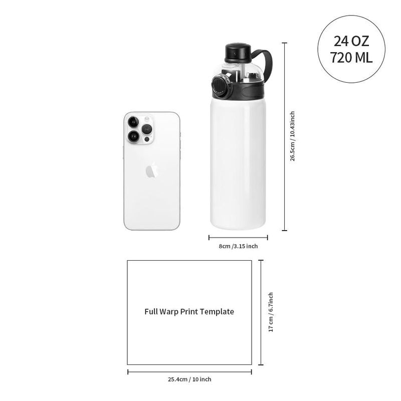 Botella PYD Life 720 ml Sublimación Deportiva Pack de 4