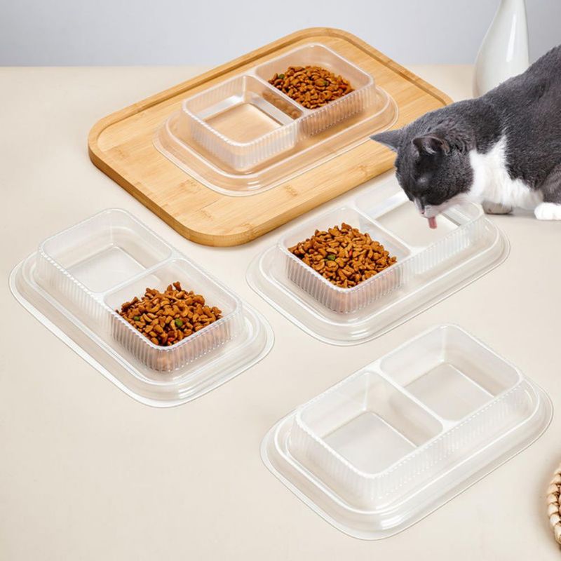 Tazones para mascotas MEYAGO 50 piezas desechables de doble plato