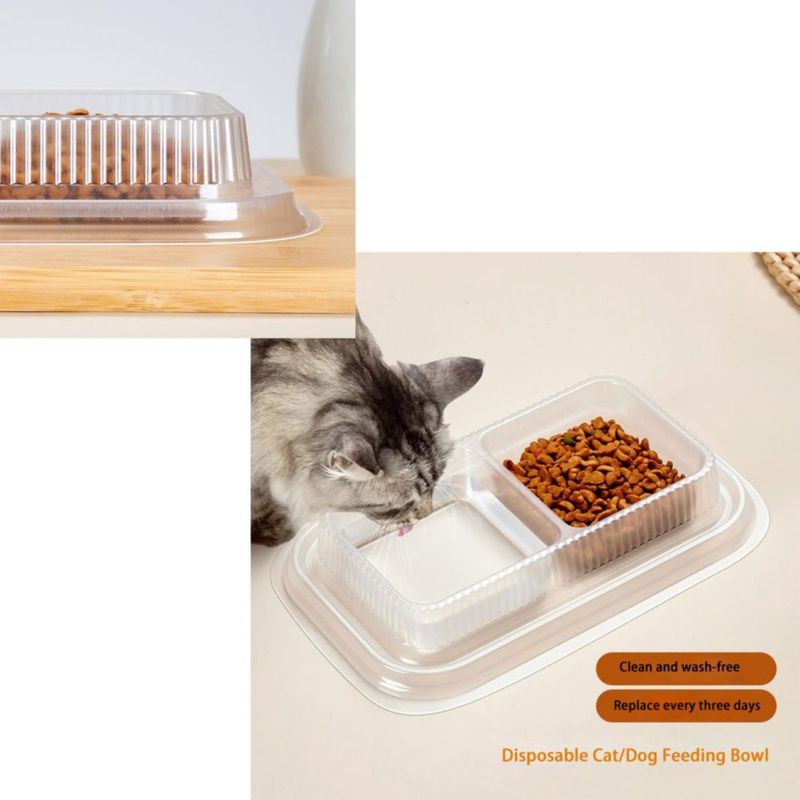 Tazones para mascotas MEYAGO 50 piezas desechables de doble plato