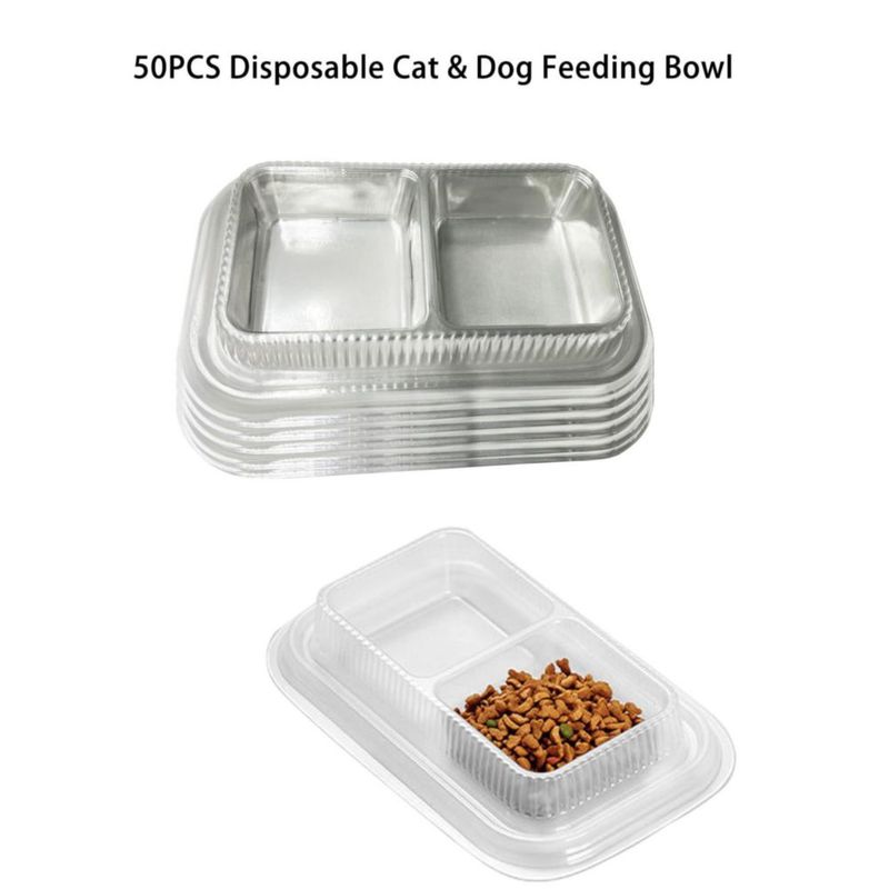 Tazones para mascotas MEYAGO 50 piezas desechables de doble plato