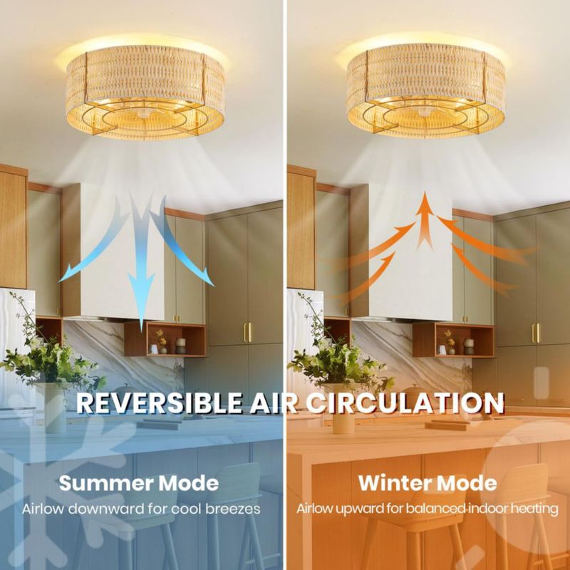 Ventilador de techo OKES 45 cm con control remoto estilo boho y luz