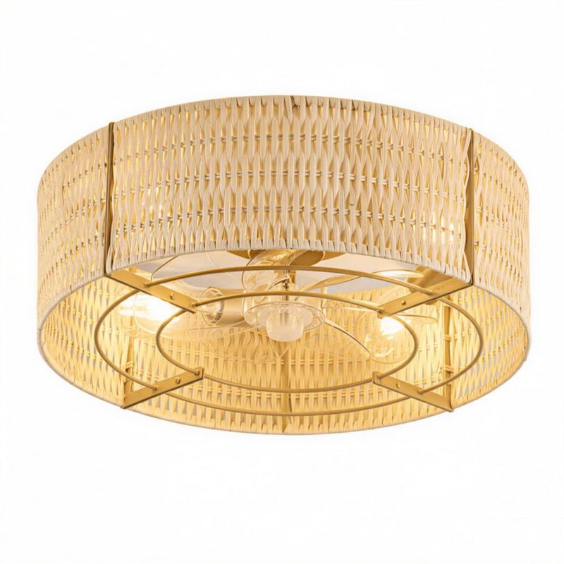 Ventilador de techo OKES 45 cm con control remoto estilo boho y luz