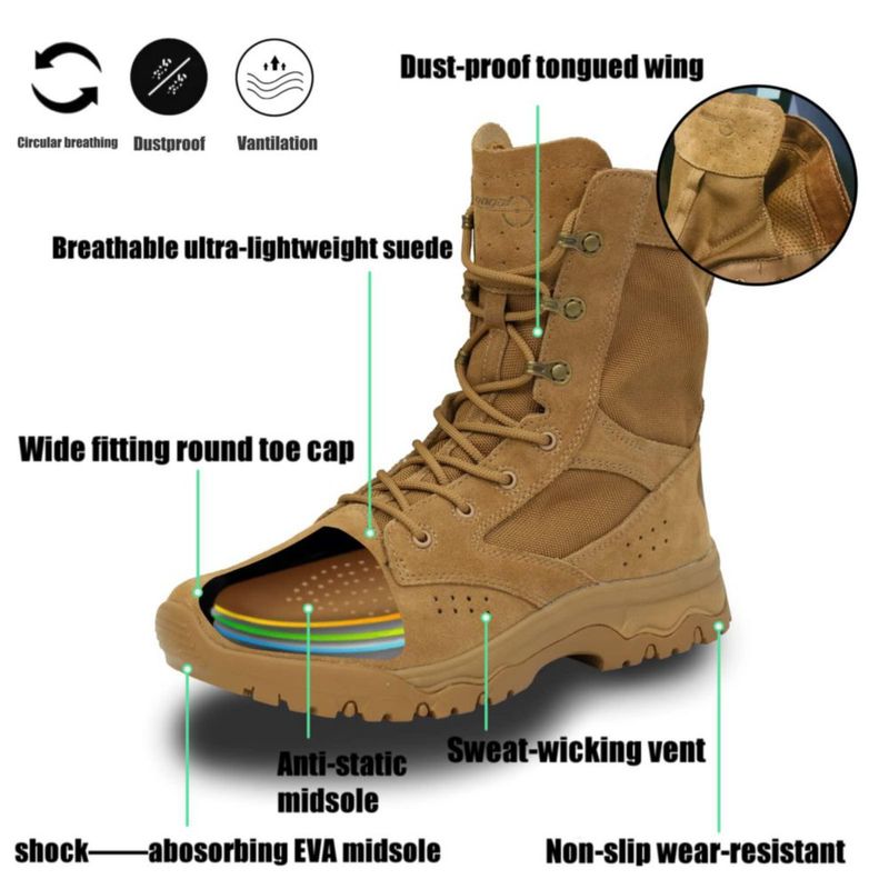 Botas tácticas para hombre HANAGAL 20 cm ligeras