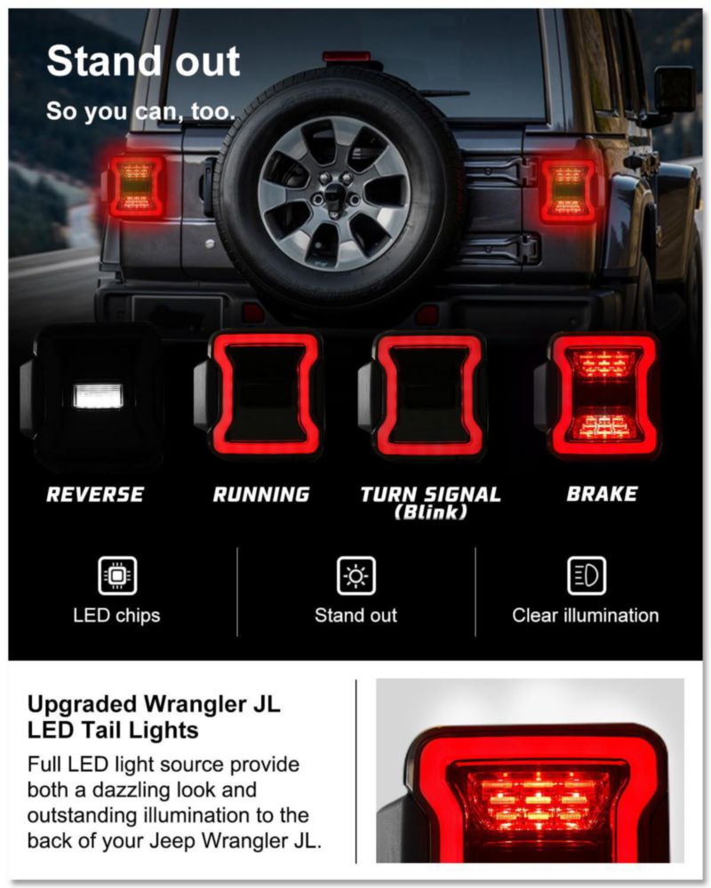Luces traseras LED ahumadas Kiwi Master para Jeep Wrangler JL 2018‑2026